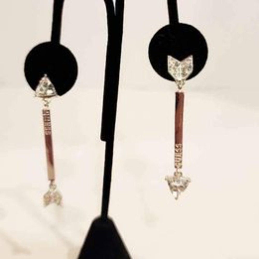 Guess Rhinestone Arrow Drop Earrings - Picture 3 of 3